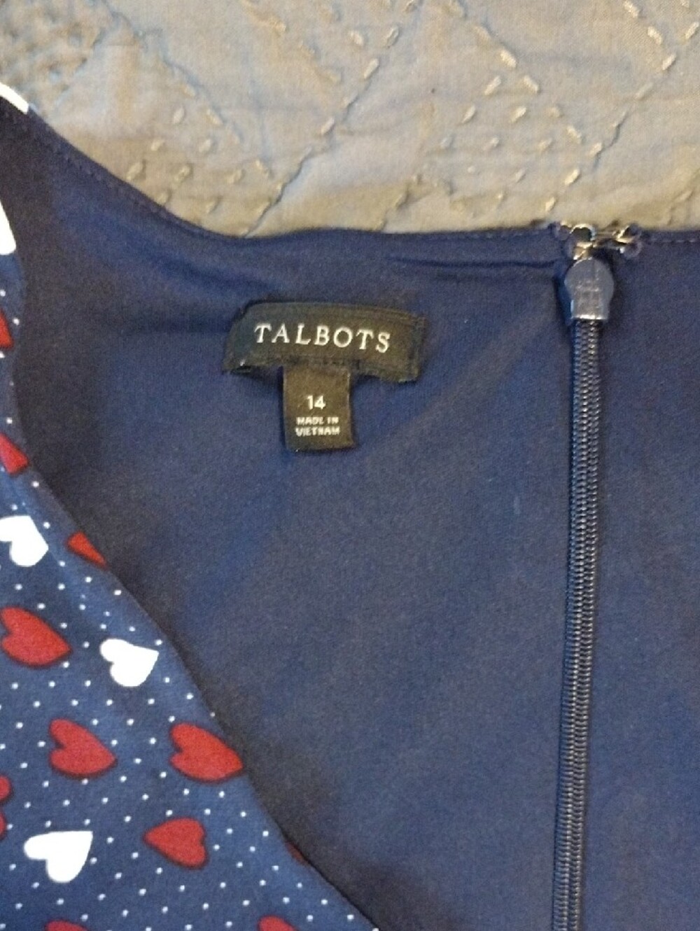 Talbots Navy Dress with Red and White Heart Print - Picture 2 of 14